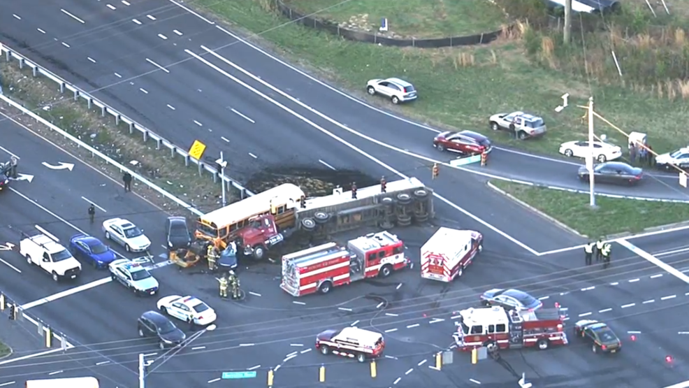 1 killed in crash involving school bus and tractortrailer in Maryland