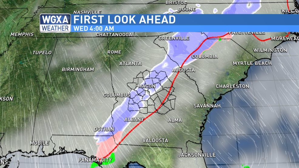 MONDAY EVENING UPDATE Middle snow chance going up WGXA