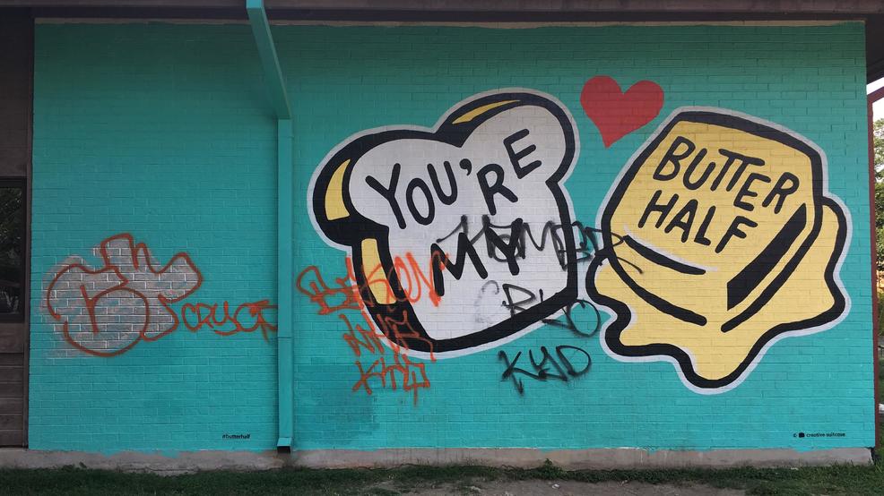 East Austin You re My Butter Half Mural Vandalized KEYE